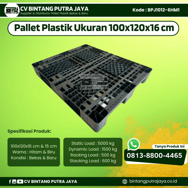Pallet Plastik Bekas & Baru 100x120x16 [BPJ1012-6HM1]