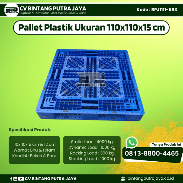 Pallet Plastik Bekas & Baru 110x110x15 [BPJ1111-5B3]