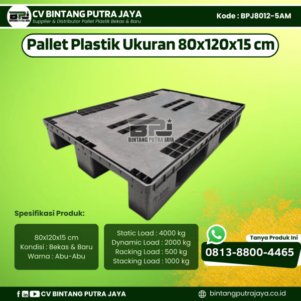 Pallet Plastik Bekas & Baru 80x120x15 [BPJ8012-5AM]