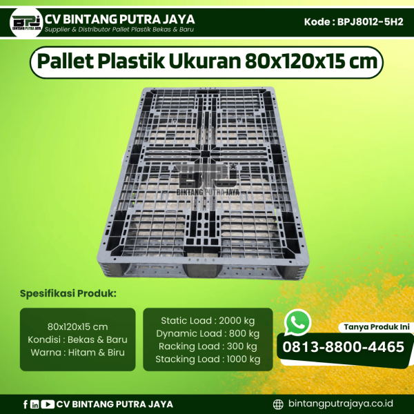 Pallet Plastik Bekas & Baru 80x120x15 [BPJ8012-5H2]