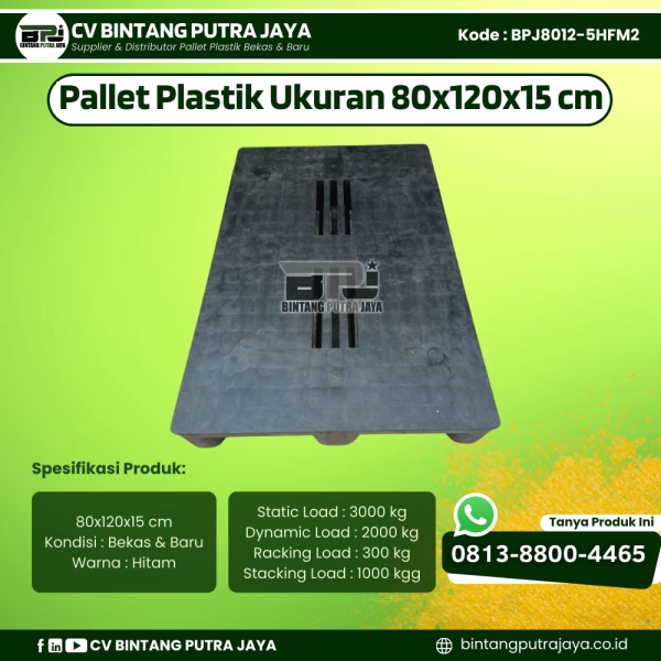 Pallet Plastik Bekas & Baru 80x120x15 [BPJ8012-5HFM2]