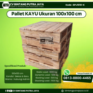 Pallet Kayu Bekas & Baru 100x100x12 cm - Warna Original - Bentuk Rapat [BPJ1010-K]