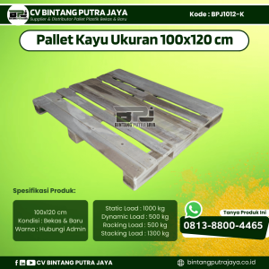 Pallet Kayu Bekas & Baru 100x120x12 cm - Warna Original - Bentuk Sekat [BPJ1012-K]