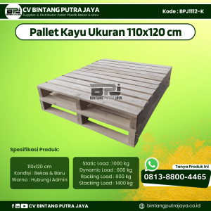 Pallet Kayu Bekas & Baru 110x120x12 cm - Warna Original - Bentuk Sekat [BPJ1112-K]