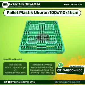 Pallet Plastik Bekas & Baru 100x110x15 cm - Warna Hijau - Bentuk Jaring [BPJ1011-5H]