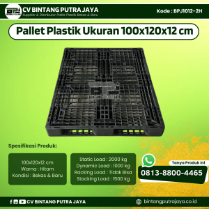 Pallet Plastik Bekas & Baru 100x120x12 cm - Warna Hitam  - Bentuk Jaring [BPJ1012-2H]