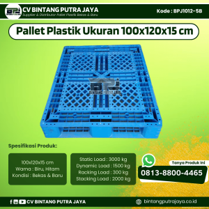 Pallet Plastik Bekas & Baru 100x120x15 cm - Warna Biru - Bentuk Jaring [BPJ1012-5B]