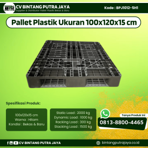 Pallet Plastik Bekas & Baru 100x120x15 cm - Warna Hitam  - Bentuk Jaring [BPJ1012-5H1]