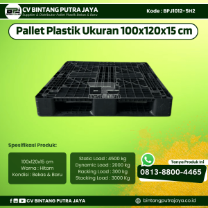 Pallet Plastik Bekas & Baru 100x120x15 cm - Warna Hitam - Bentuk Jaring [BPJ1012-5H2]