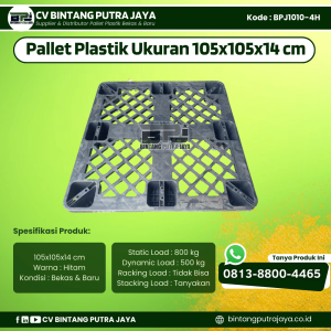 Pallet Plastik Bekas & Baru 105x105x14 cm - Warna Hitam  - Bentuk Jaring [BPJ1010-4H]