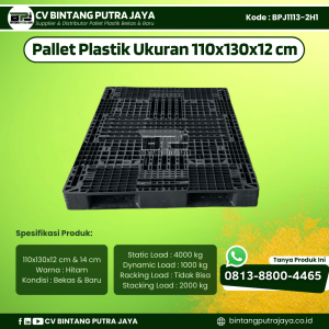 Pallet Plastik Bekas & Baru 110x130x12 cm - Warna Hitam  - Bentuk Jaring [BPJ1113-2H1]