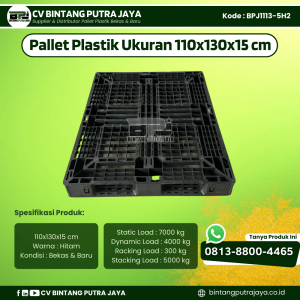 Pallet Plastik Bekas & Baru 110x130x15 cm - Warna Hitam - Bentuk Jaring [BPJ1113-5H2]