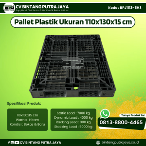 Pallet Plastik Bekas & Baru 110x130x15 cm - Warna Hitam - Bentuk Jaring  [BPJ1113-5H3]