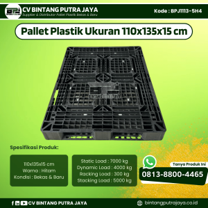 Pallet Plastik Bekas & Baru 110x135x15 cm - Warna Hitam  - Bentuk Jaring [BPJ1113-5H4]
