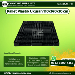 Pallet Plastik Bekas & Baru 110x140x10 cm - Warna Hitam - Bentuk Jaring [BPJ1114-1H]