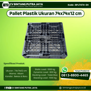 Pallet Plastik Bekas & Baru 74x74x12 cm - Warna Hitam - Bentuk Jaring [BPJ7474-2H]